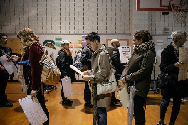 Voters line up in Crown Heights in 2018